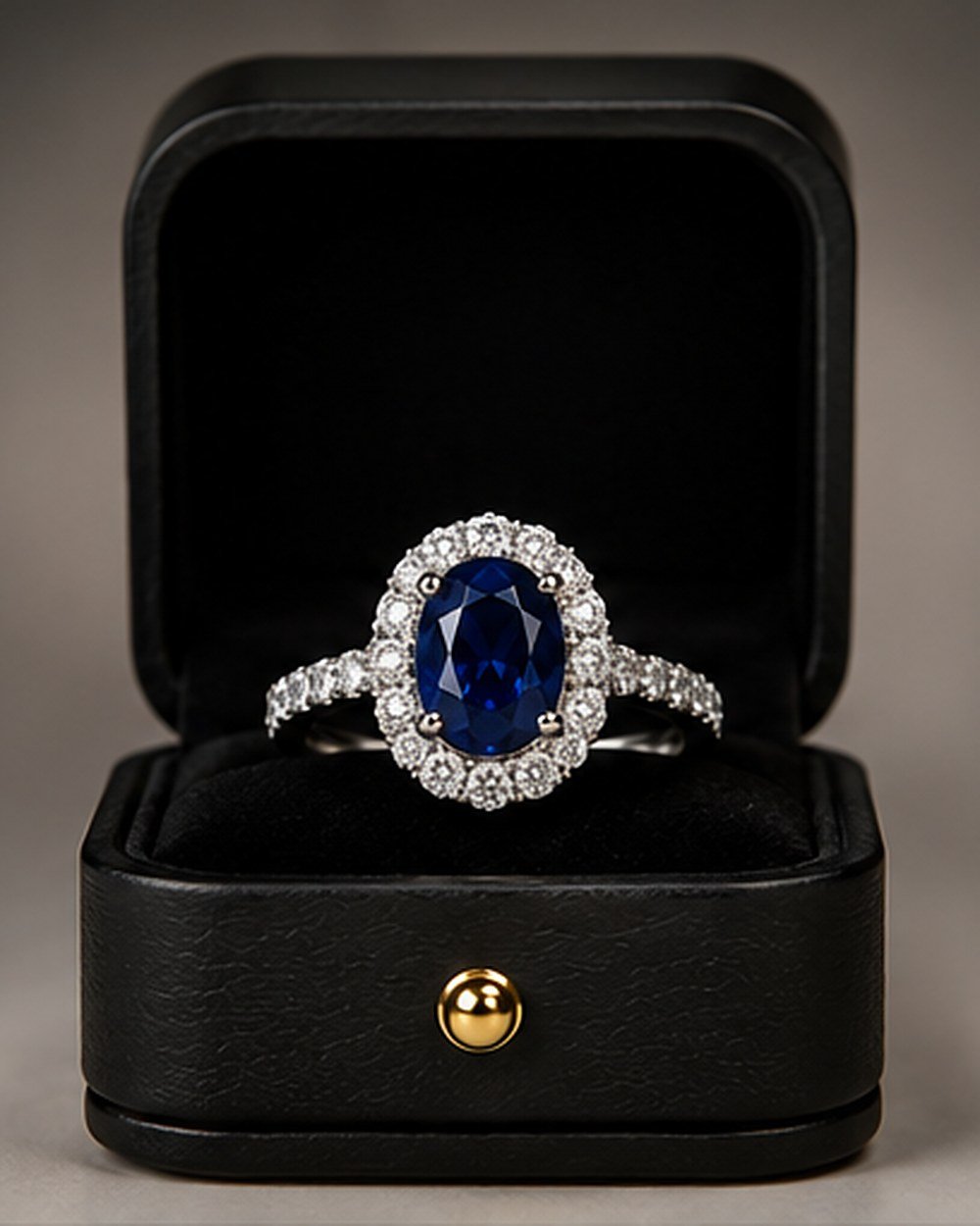Sapphire Halo Ring, view 1 of 3