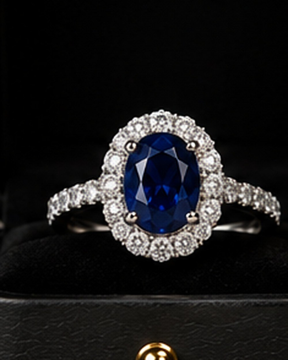 Sapphire Halo Ring, view 2 of 3