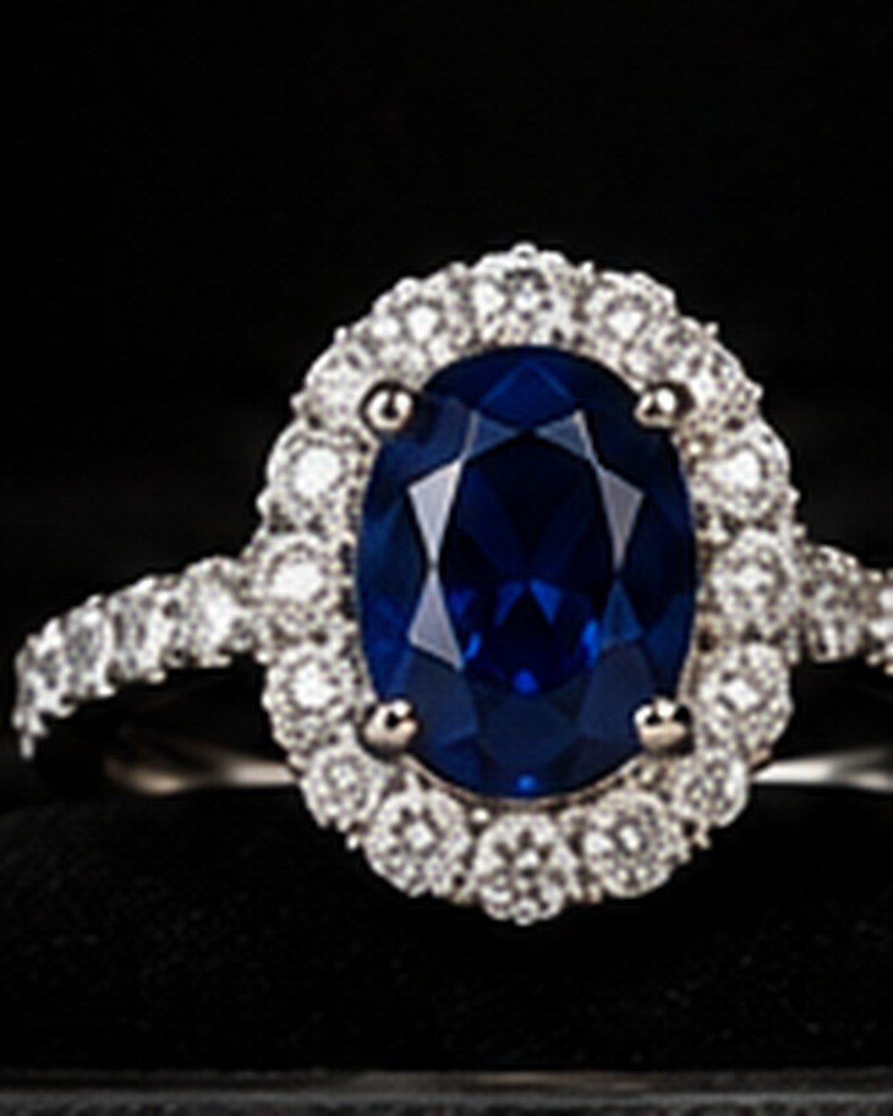 Sapphire Halo Ring, view 3 of 3