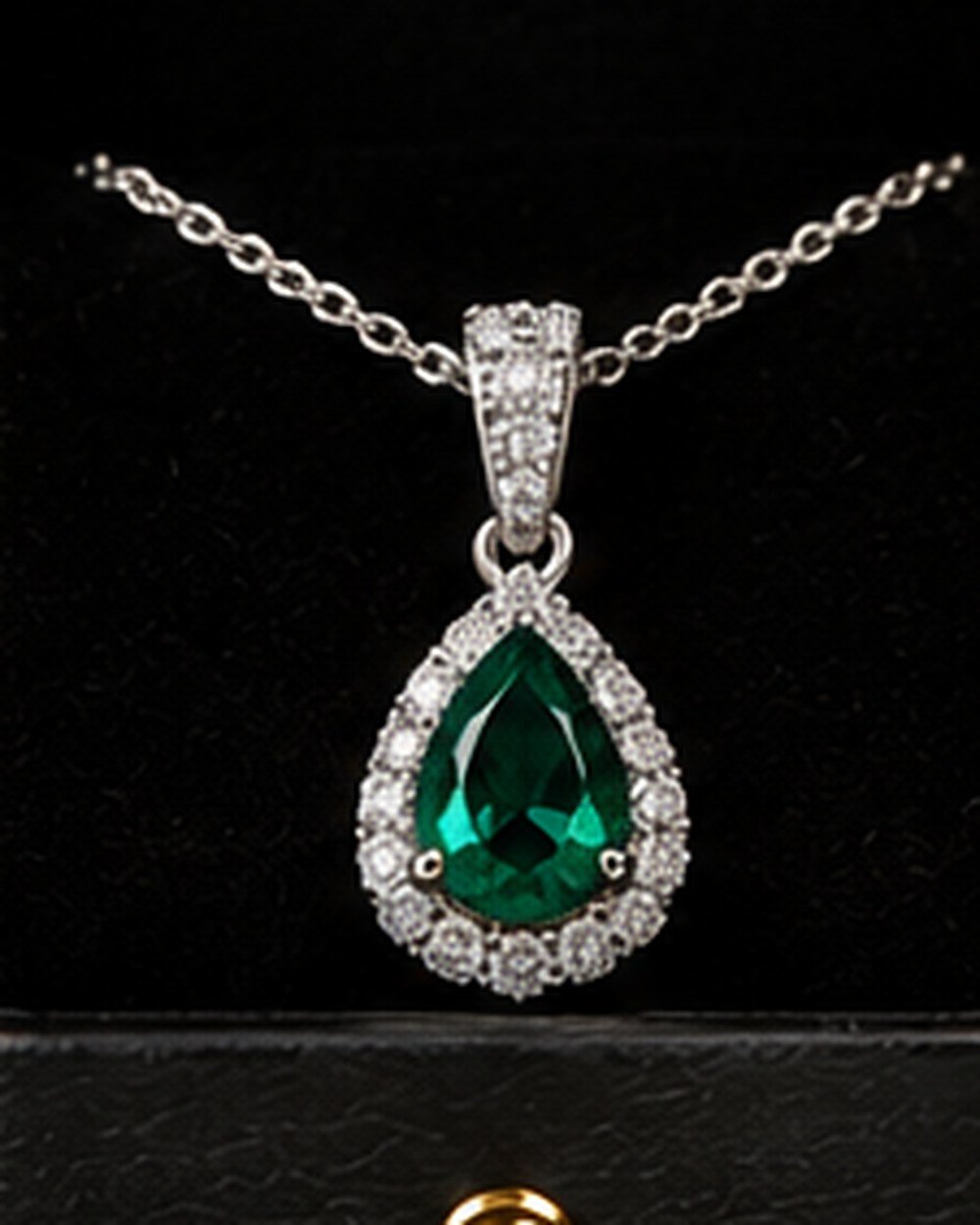 Emerald Pear Pendant, view 2 of 3